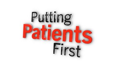 Blank picture with words that says:
Putting Patients First